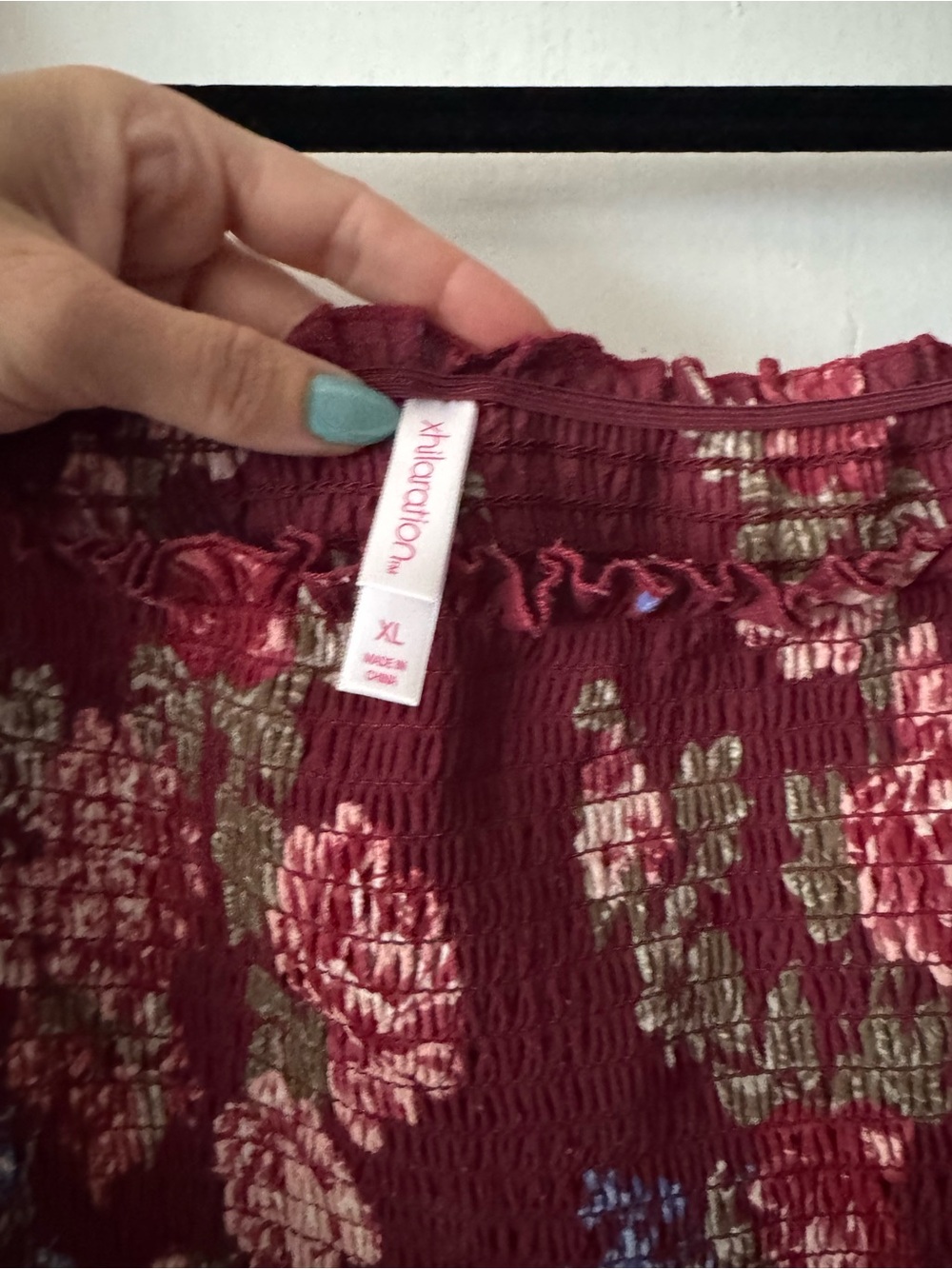 Women’s Long Sleeve Burgundy Floral Autumn Dress - Picture 6 of 8